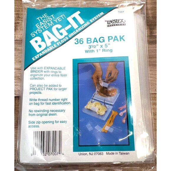 Expandable Floss Organizing System Bag-It 36 Bag Pack 3.5" X 5" With 1" Ring By - Picture 1 of 2